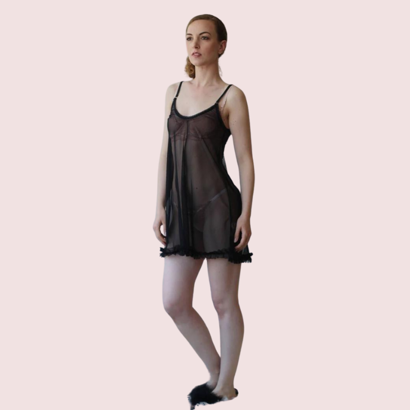 Plus Size Transparent Black Chemise