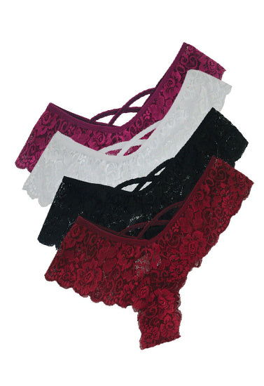 Elegant Lace Thongs Underwear Pack (of 4)