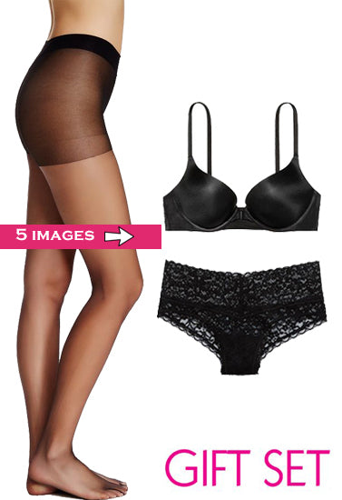 Lovely Value Pack Of Pantyhose & Pushup Bra Set