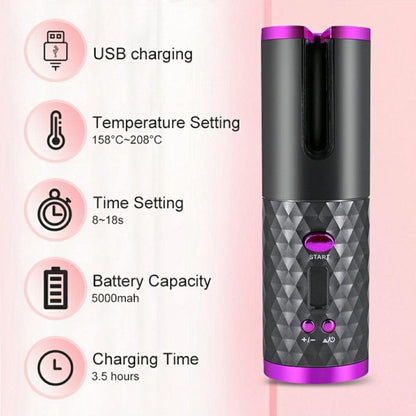 Hair Curler Adjustable Temperature usb Rechargeable