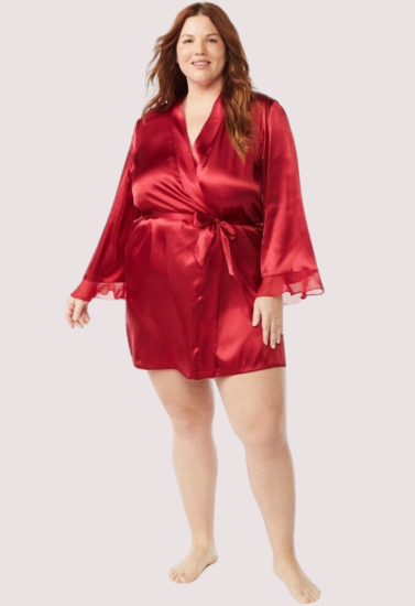 5XL-6XL Maroon Japanese Silk Satin Robe