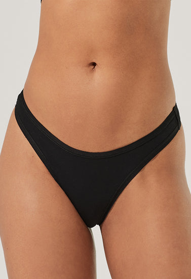 3 Pack organic cotton black thong panties