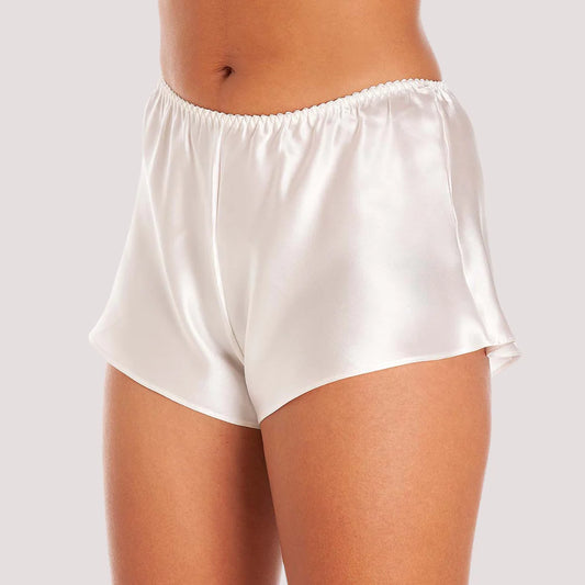 French Elegance Knickers in White Silk Satin