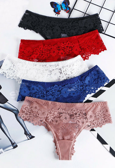 Beautiful Low Waist Thong Panties Pack (of 5)