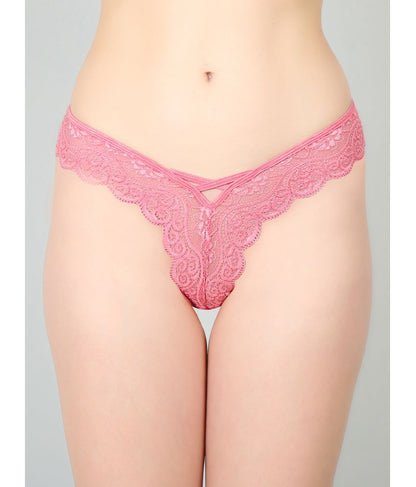 Pink Lace Design Women’s Thongs ( Pack of 1 )