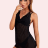 Plus Size Black Sheer Mesh Nightwear