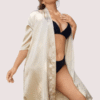 5XL-6XL Beige Silk Satin Robe